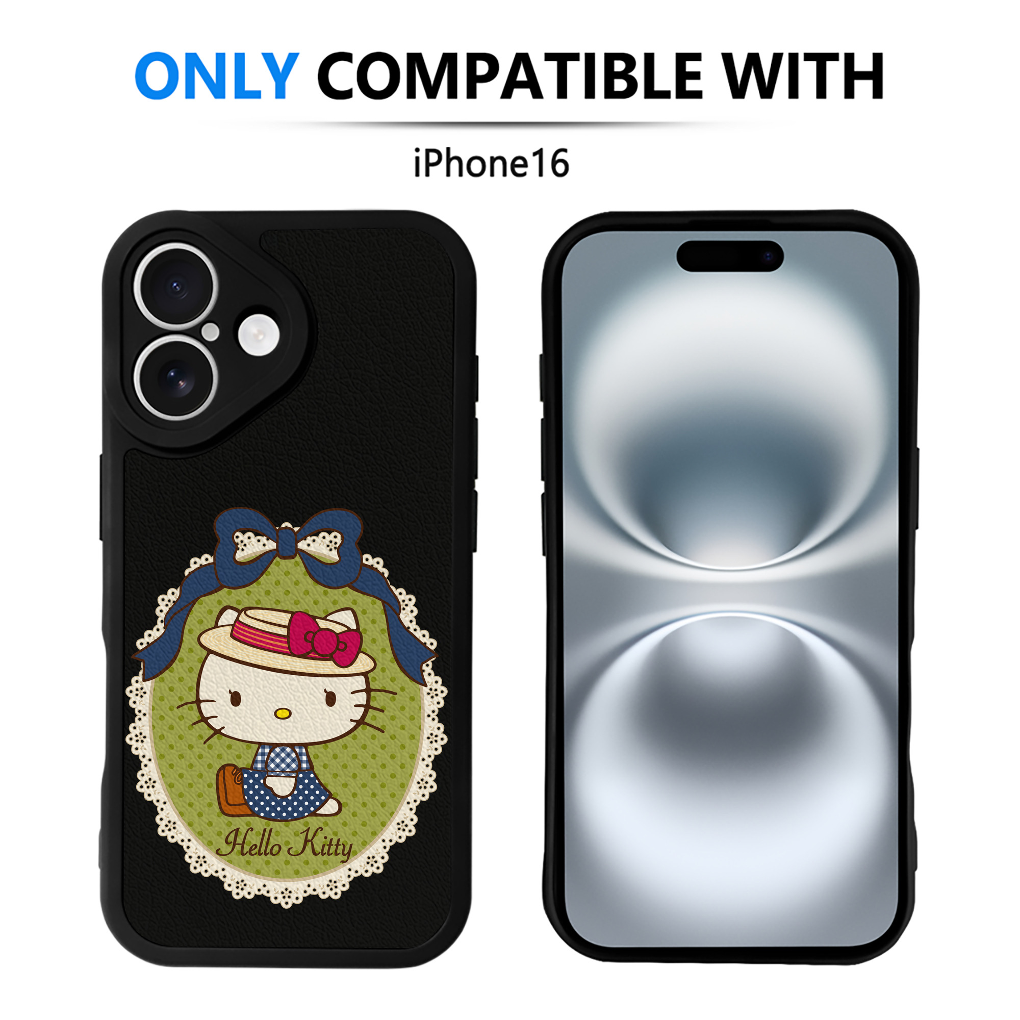 （画像用） Hello Kitty ハローキティ 【iPhone 16シリーズ対応】シリコンスマホケース（レザー調） 材質：シリコン